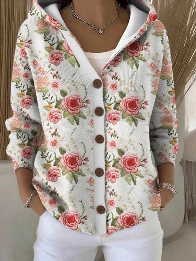Women's Printed Hooded Cardigan