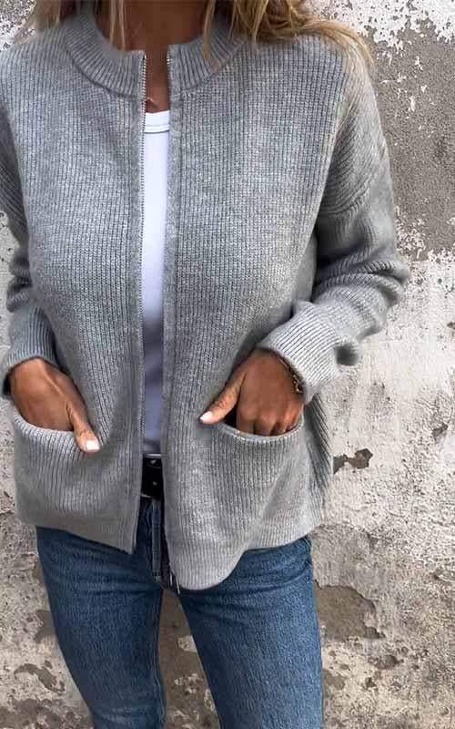 Women's Zip Front Knit Cardigan