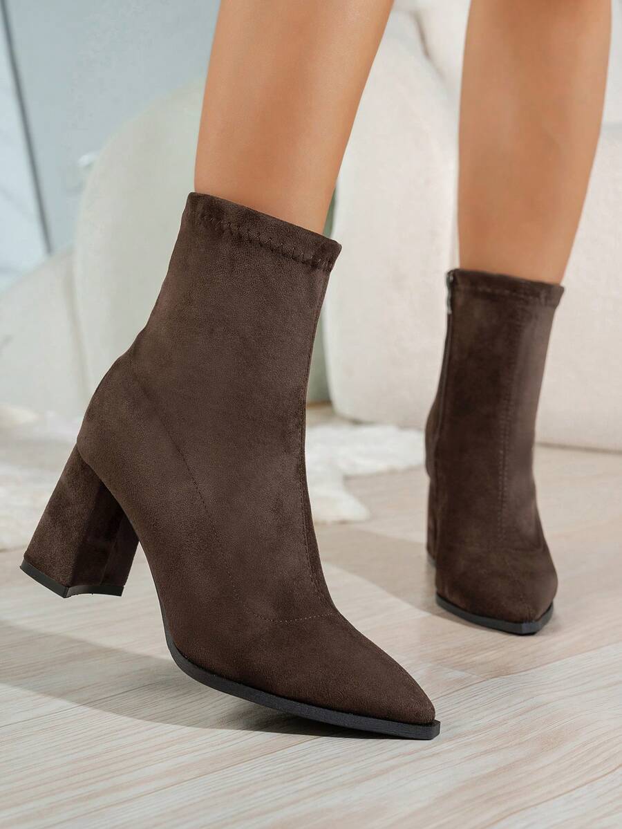 Women's Suede Ankle Boots with Block Heel