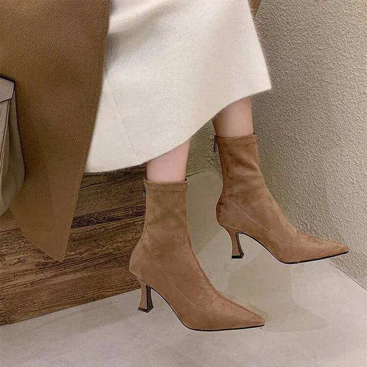 Women's Pointed Toe Stiletto Ankle Boots with Side Zip