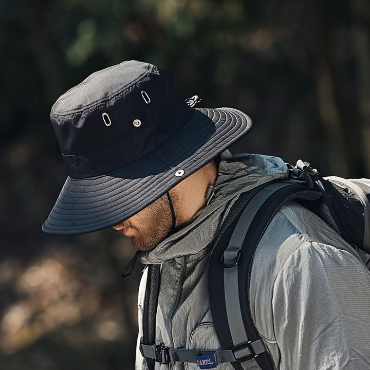 Wide-Brim Boonie Hiking Hat with Chin Strap