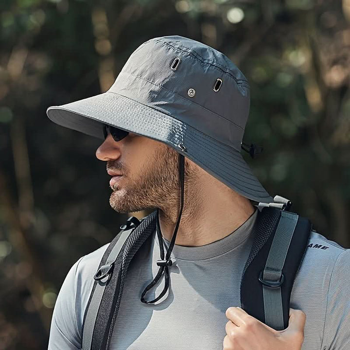 Wide-Brim Boonie Hiking Hat with Chin Strap