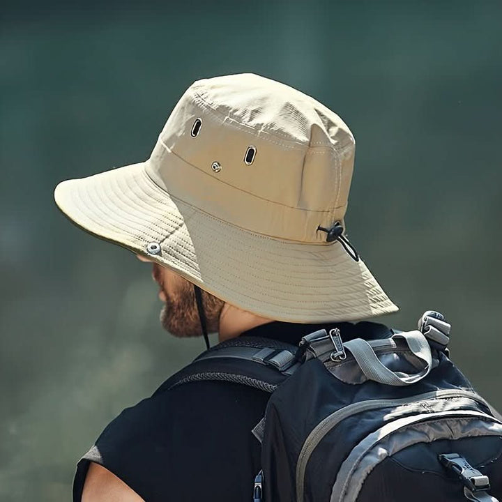 Wide-Brim Boonie Hiking Hat with Chin Strap
