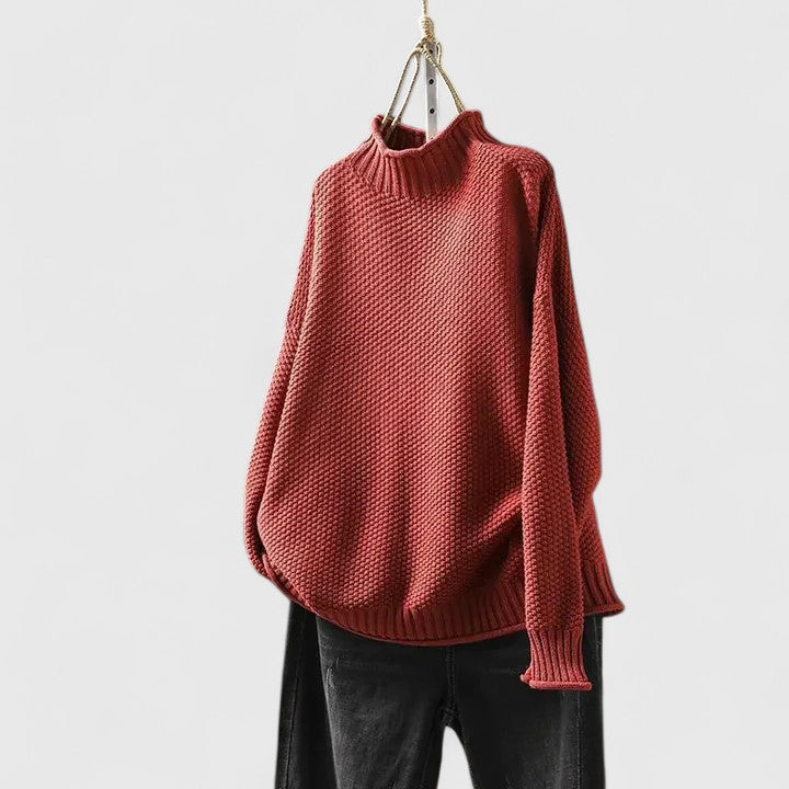 Women's Mock Neck Knit Sweater in Relaxed Fit