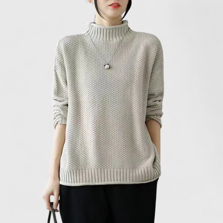 Women's Mock Neck Knit Sweater in Relaxed Fit