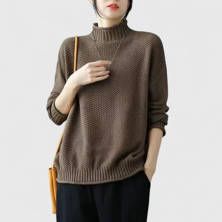 Women's Mock Neck Knit Sweater in Relaxed Fit