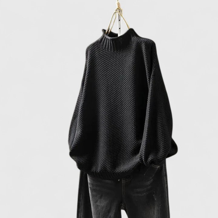 Women's Mock Neck Knit Sweater in Relaxed Fit