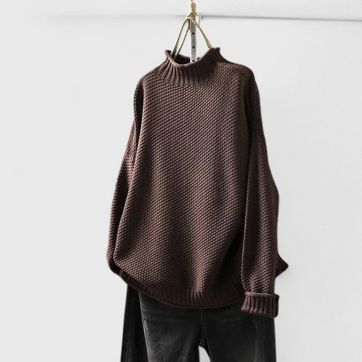Women's Mock Neck Knit Sweater in Relaxed Fit