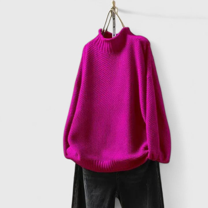 Women's Mock Neck Knit Sweater in Relaxed Fit