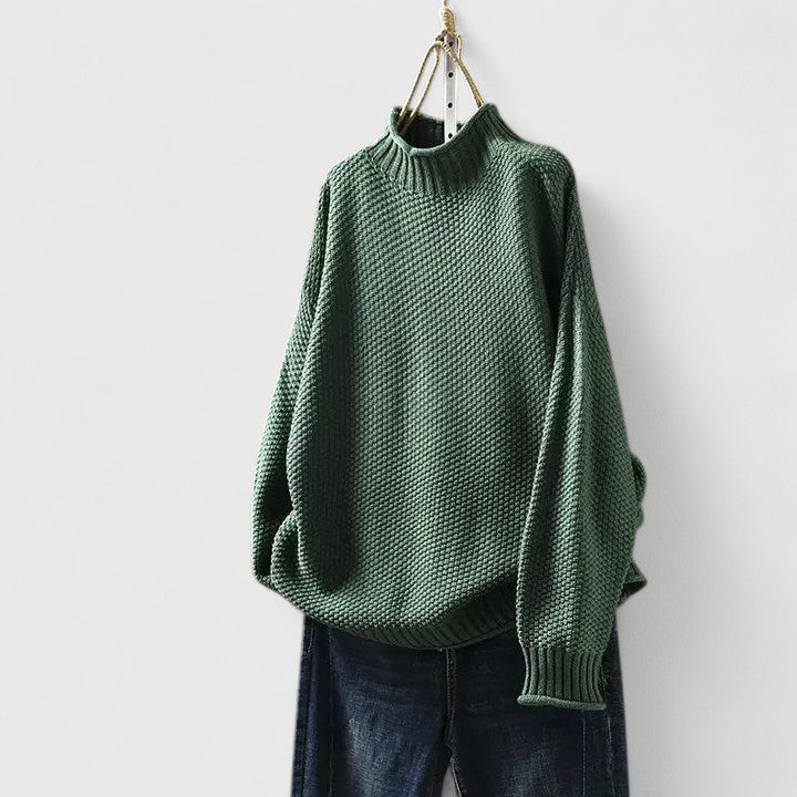 Women's Mock Neck Knit Sweater in Relaxed Fit