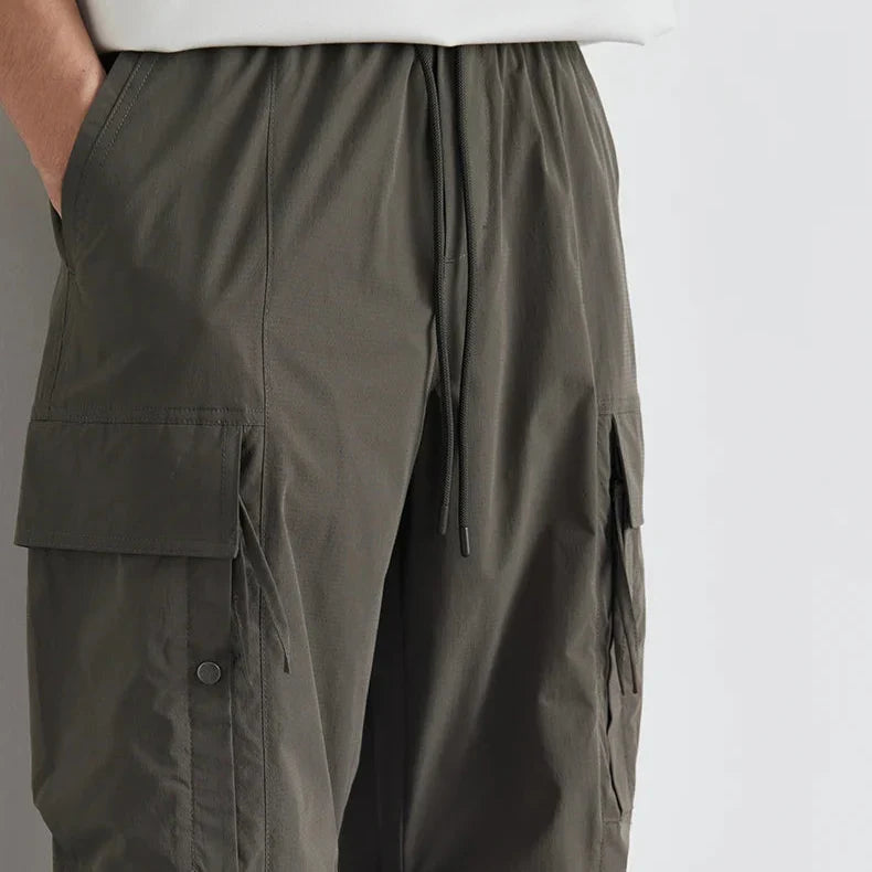 Men's Relaxed Fit Cargo Pants with Drawstring Waist