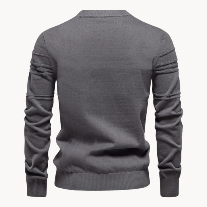 Men's Textured Crew Neck Knit Sweater