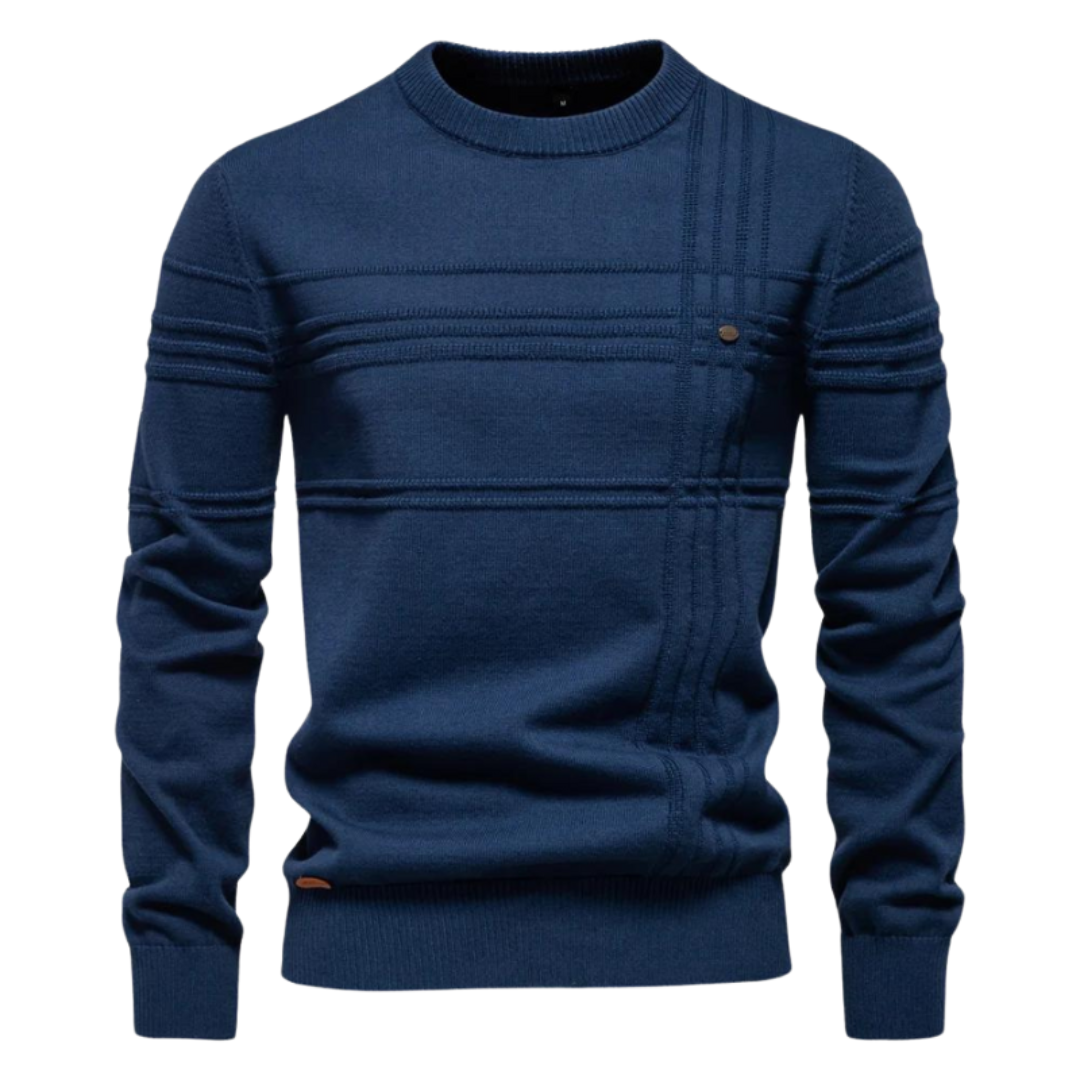 Men's Textured Crew Neck Knit Sweater