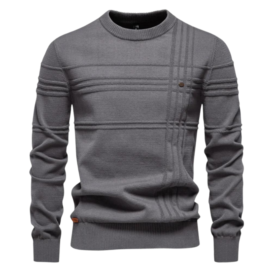 Men's Textured Crew Neck Knit Sweater
