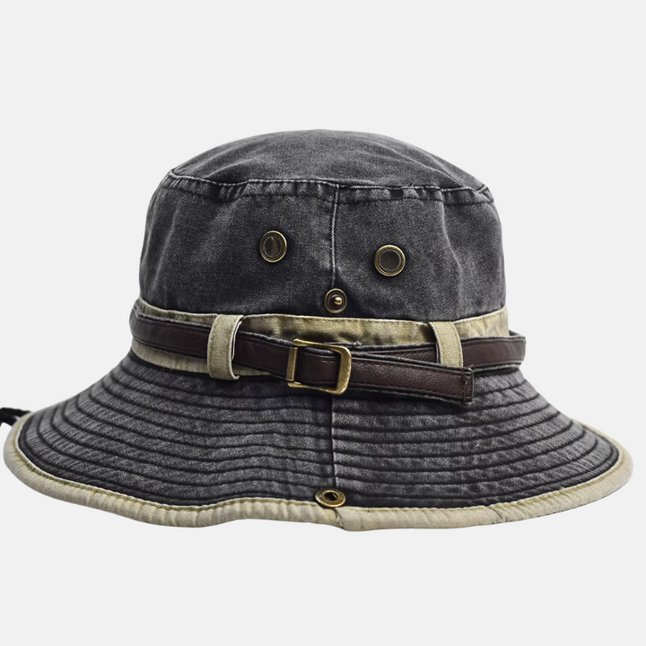 Washed Cotton Boonie Hat with Buckle Strap Detail