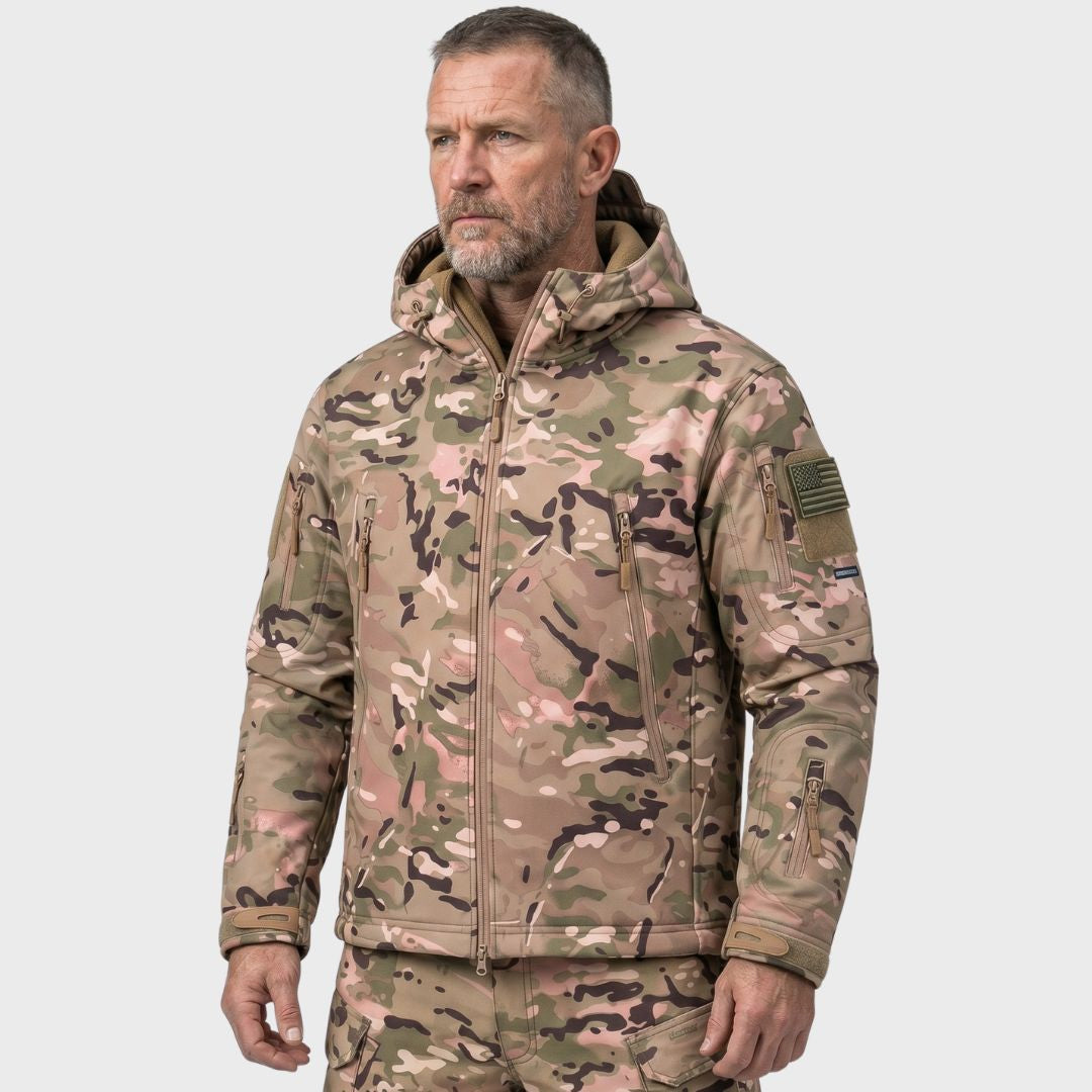 Men's Camo Hooded Tactical Softshell Jacket