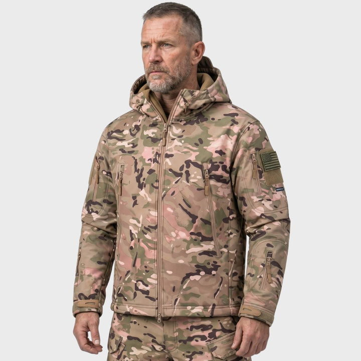 Men's Camo Hooded Tactical Softshell Jacket