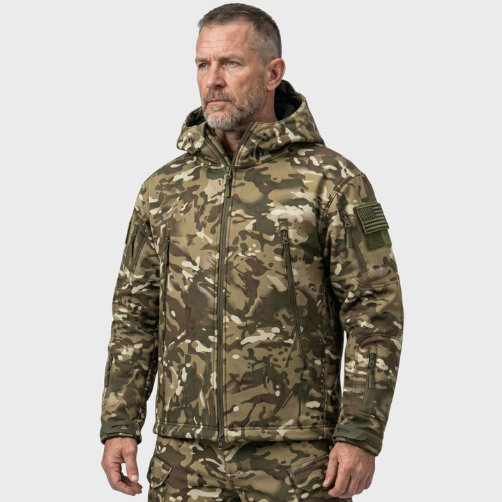 Men's Camo Hooded Tactical Softshell Jacket