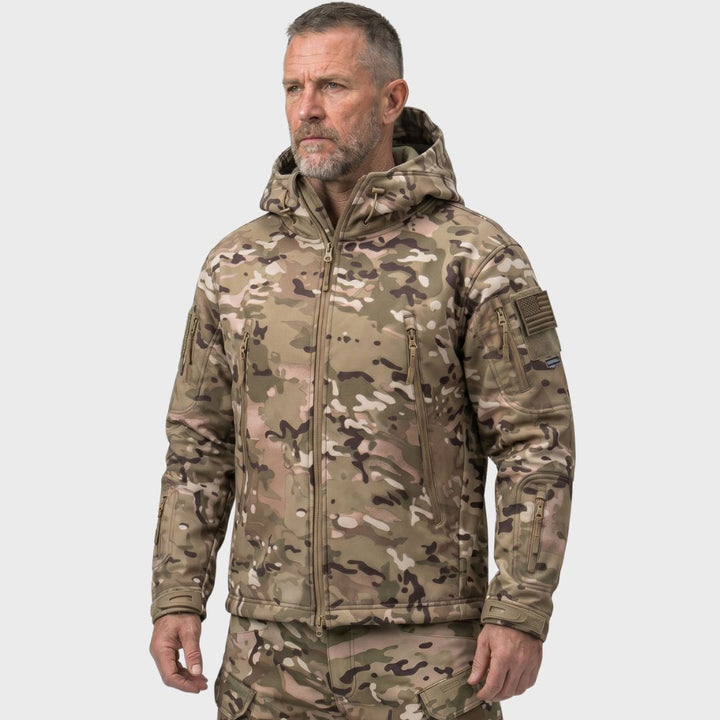 Men's Camo Hooded Tactical Softshell Jacket