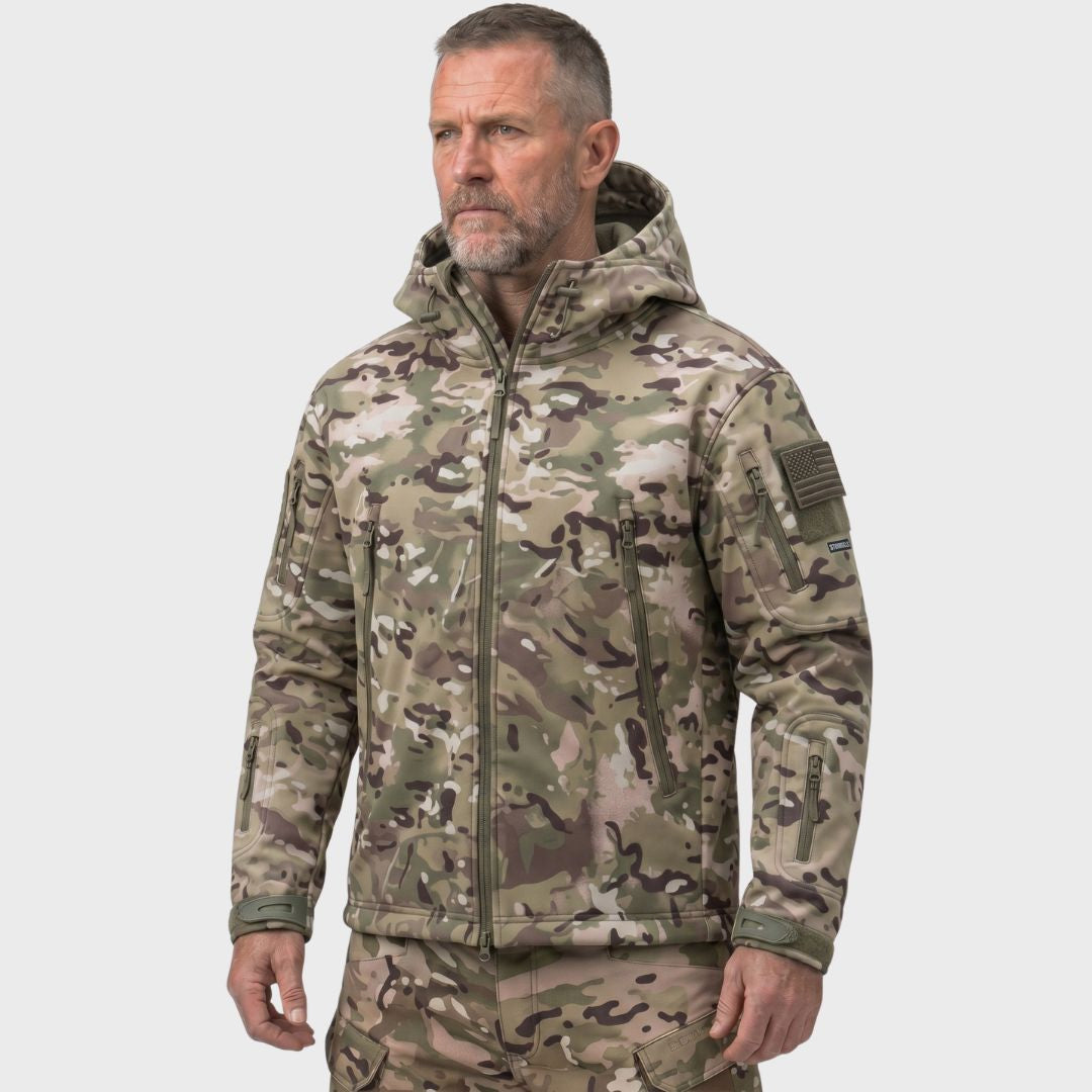 Men's Camo Hooded Tactical Softshell Jacket