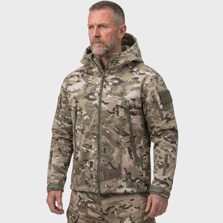 Men's Camo Hooded Tactical Softshell Jacket