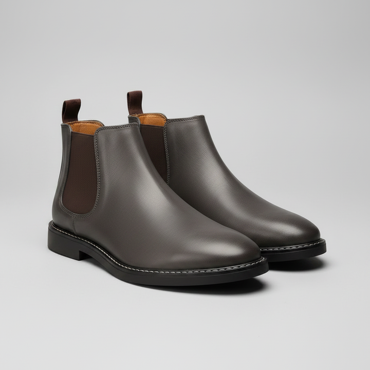 Men's Leather Chelsea Boots with Stitched Sole