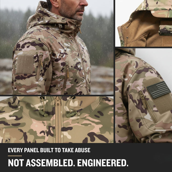 Men's Camo Hooded Tactical Softshell Jacket