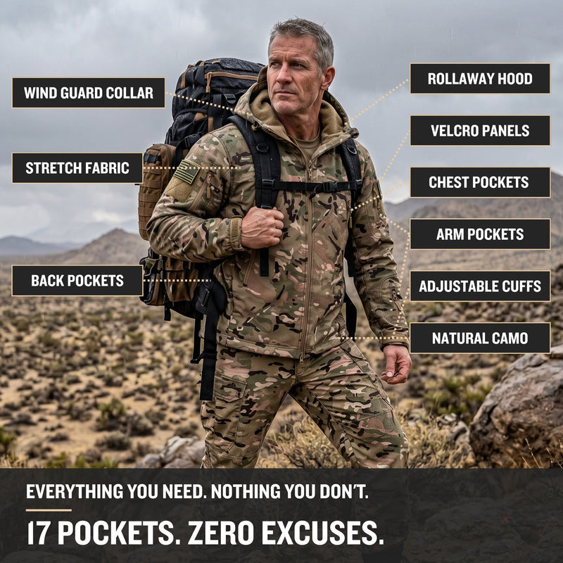 Men's Camo Hooded Tactical Softshell Jacket
