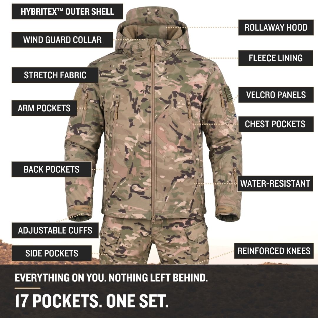 Men's Camo Tactical Jacket and Pants Set