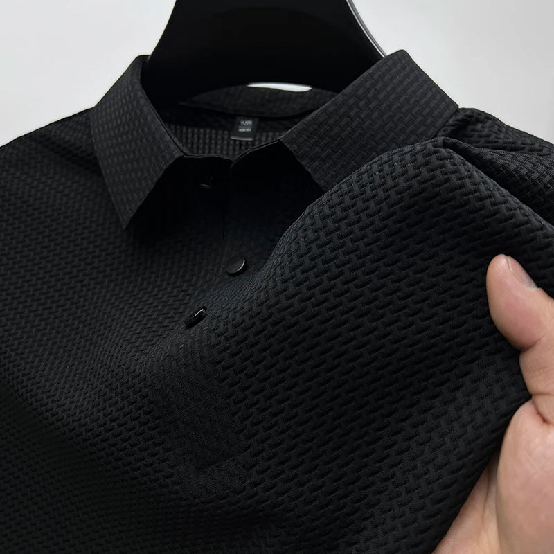 Textured Short Sleeve Polo Shirt
