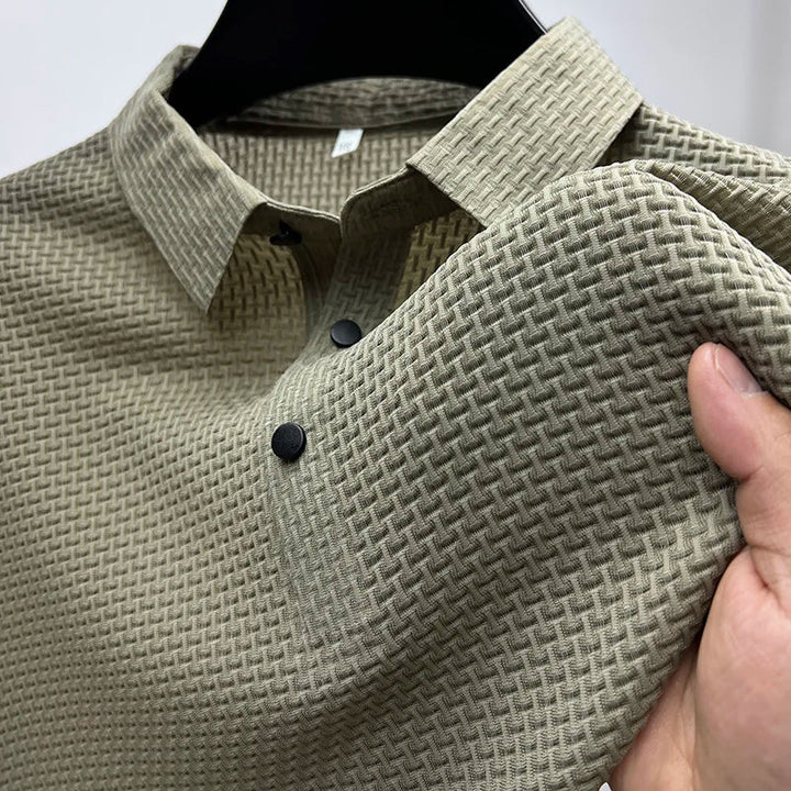 Textured Short Sleeve Polo Shirt