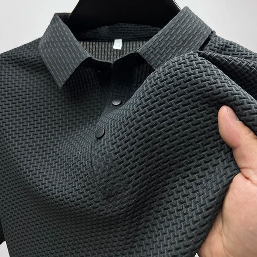 Textured Short Sleeve Polo Shirt