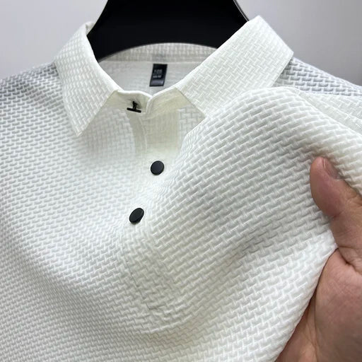 Textured Short Sleeve Polo Shirt