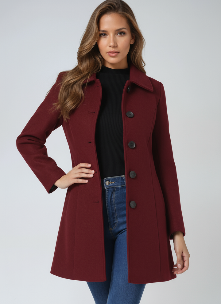 Women's Wool Coat with Notched Collar