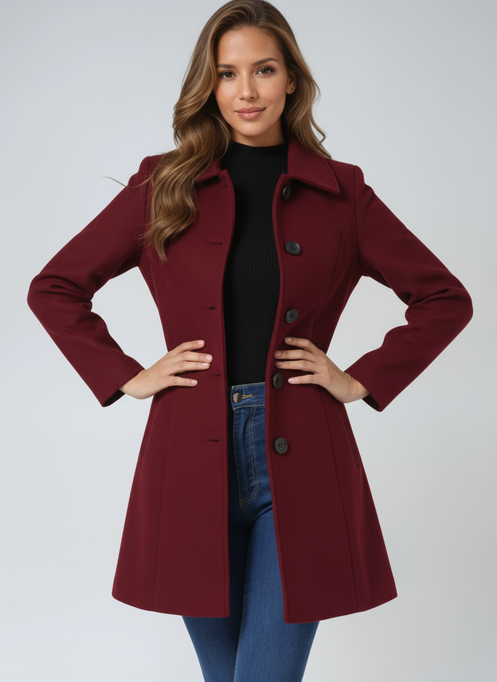 Women's Wool Coat with Notched Collar