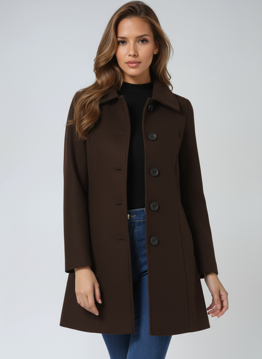 Women's Wool Coat with Notched Collar
