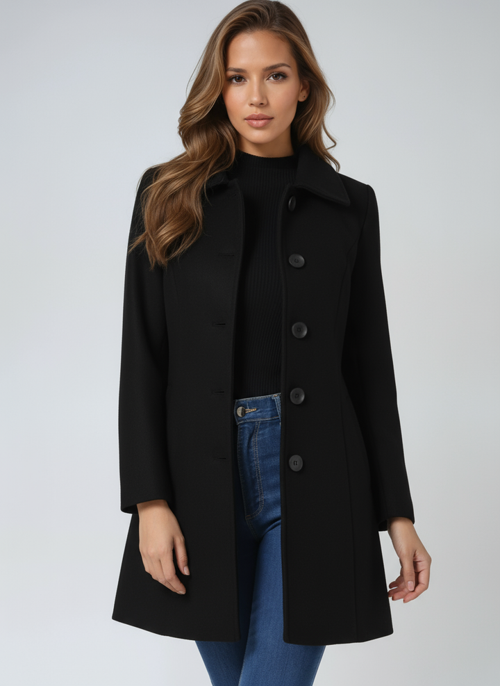 Women's Wool Coat with Notched Collar