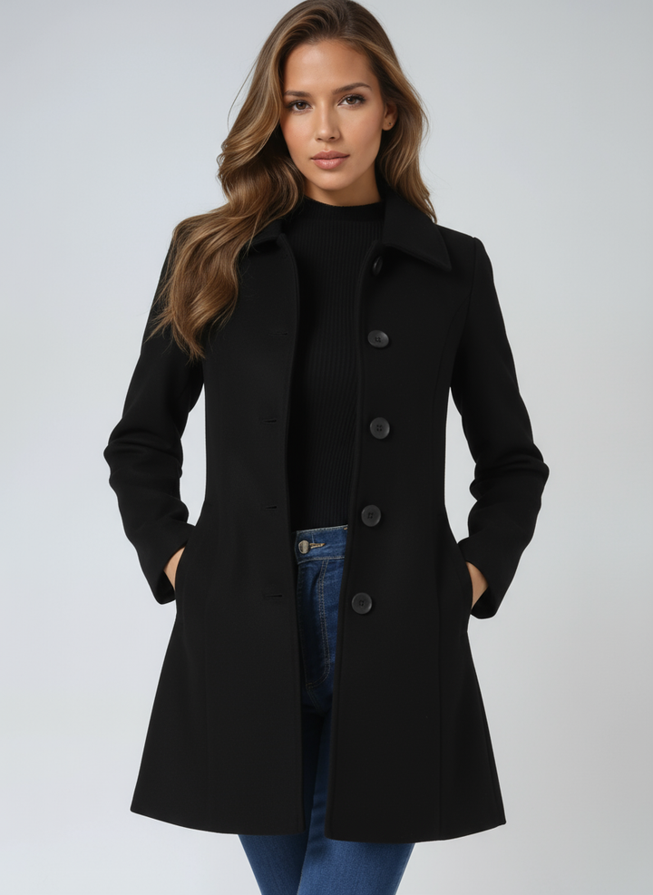 Women's Wool Coat with Notched Collar