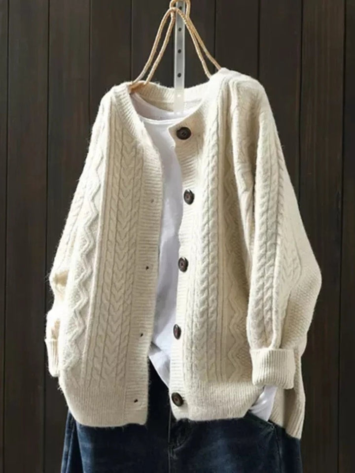 Oversized Cable Knit Button Front Cardigan