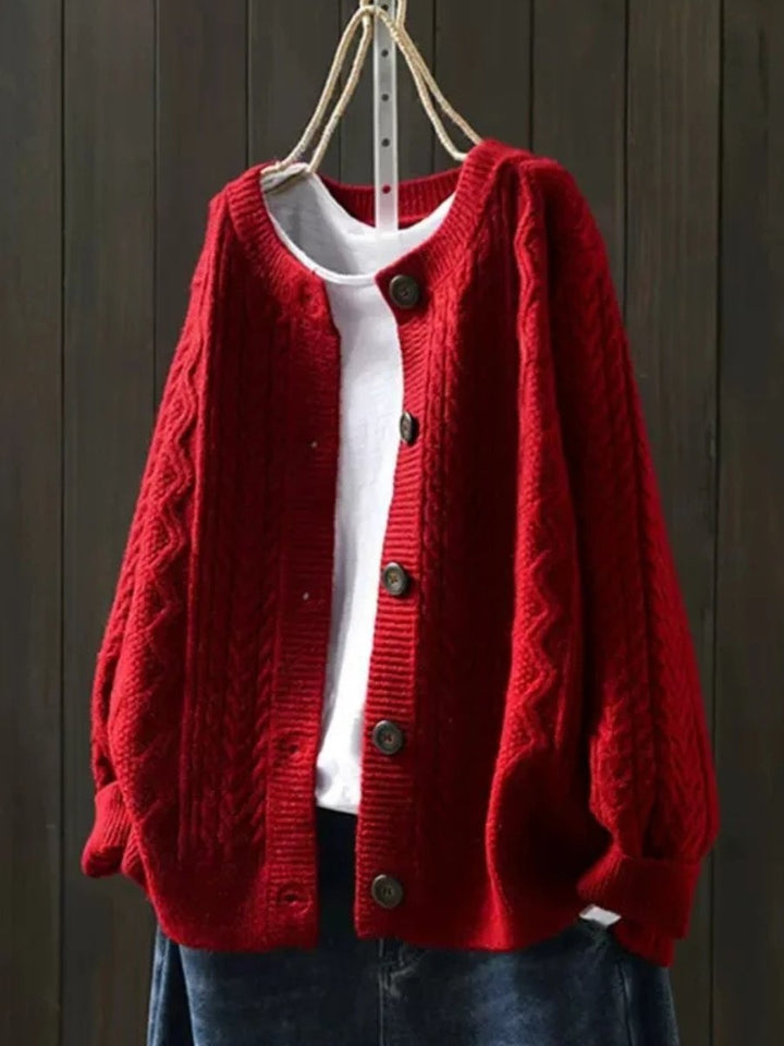 Oversized Cable Knit Button Front Cardigan