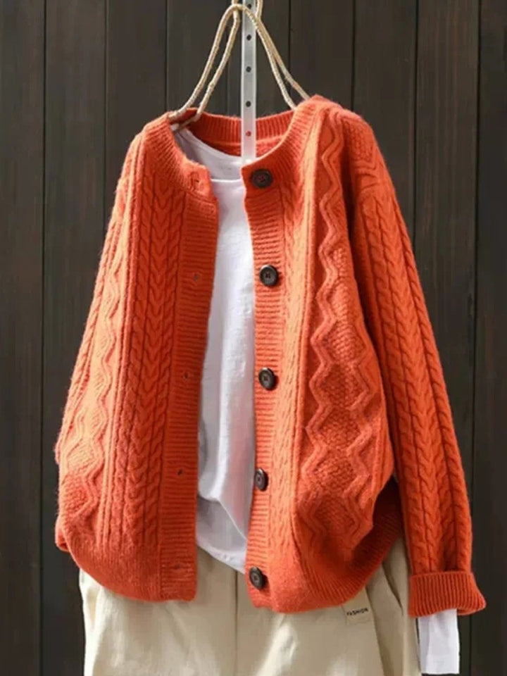 Oversized Cable Knit Button Front Cardigan