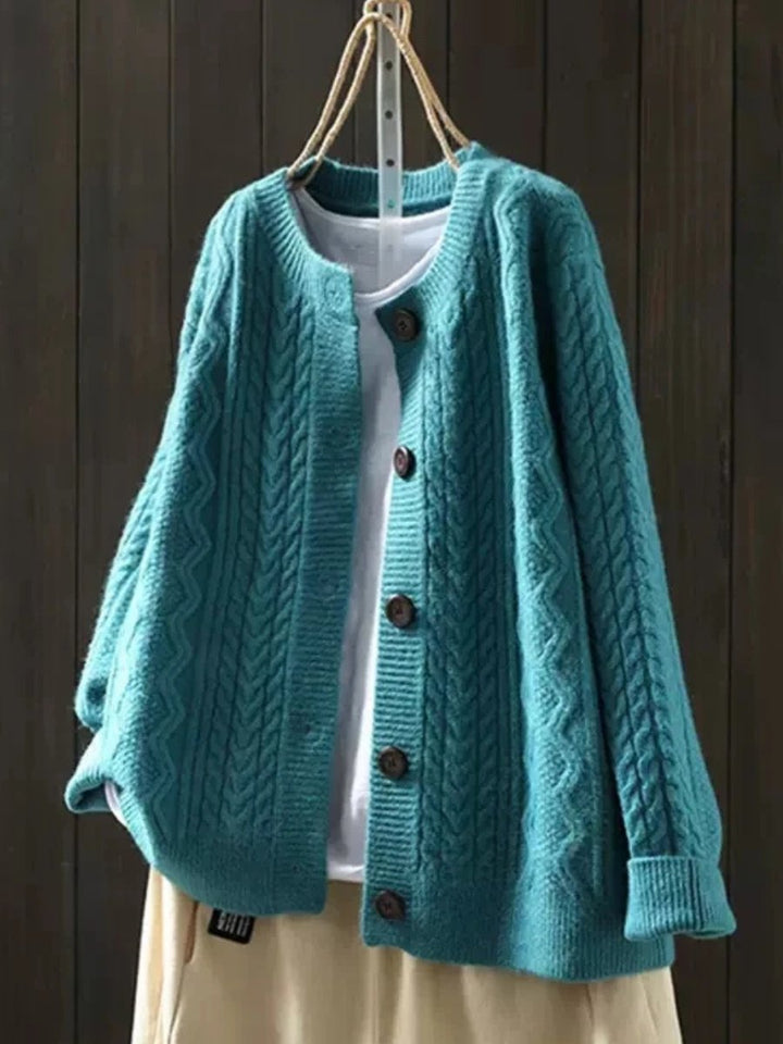 Oversized Cable Knit Button Front Cardigan