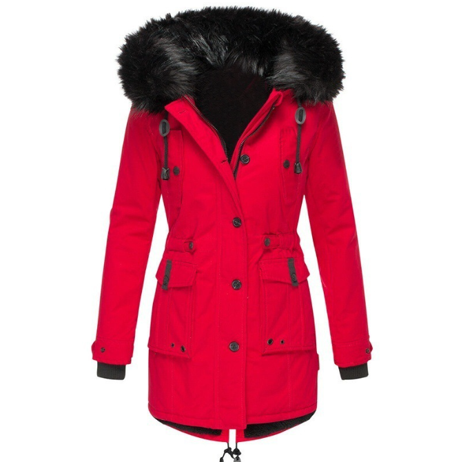 Women's Cotton Parka with Faux Fur Hood