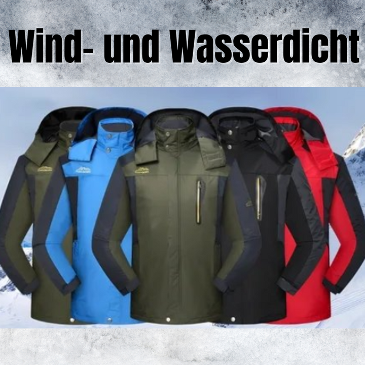 Men's Fleece-Lined Windproof Outdoor Jacket with Hood