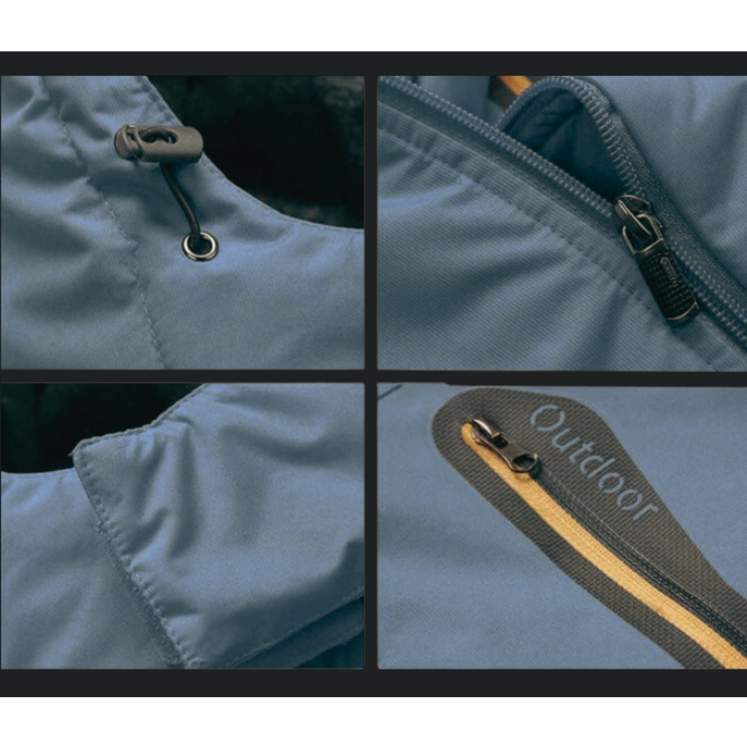 Men's Fleece-Lined Windproof Outdoor Jacket with Hood