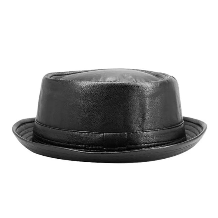 Black Porkpie Hat with Flat Brim