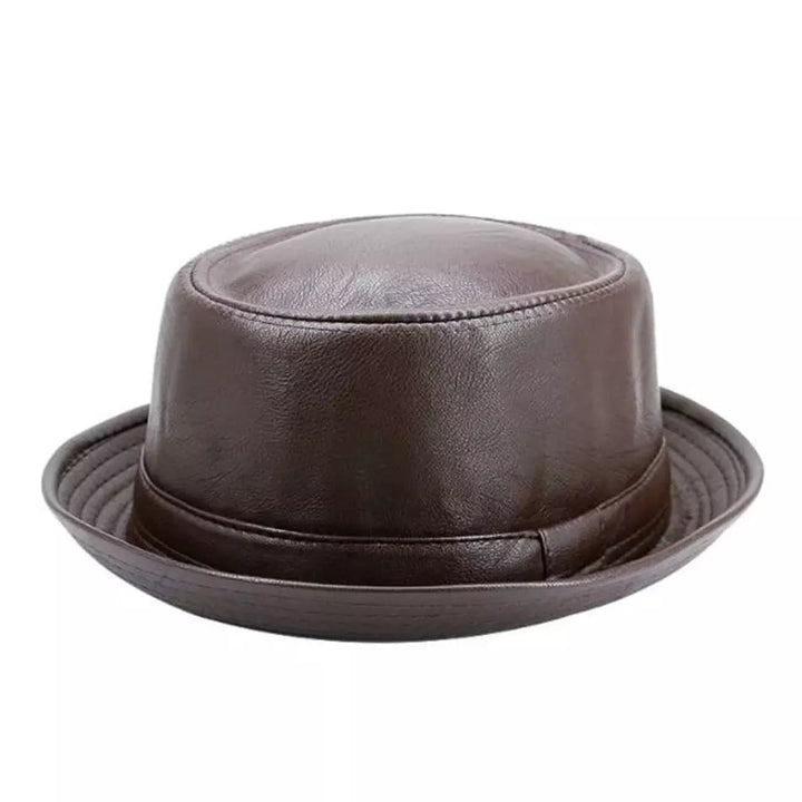 Black Porkpie Hat with Flat Brim