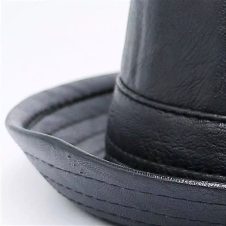 Black Porkpie Hat with Flat Brim