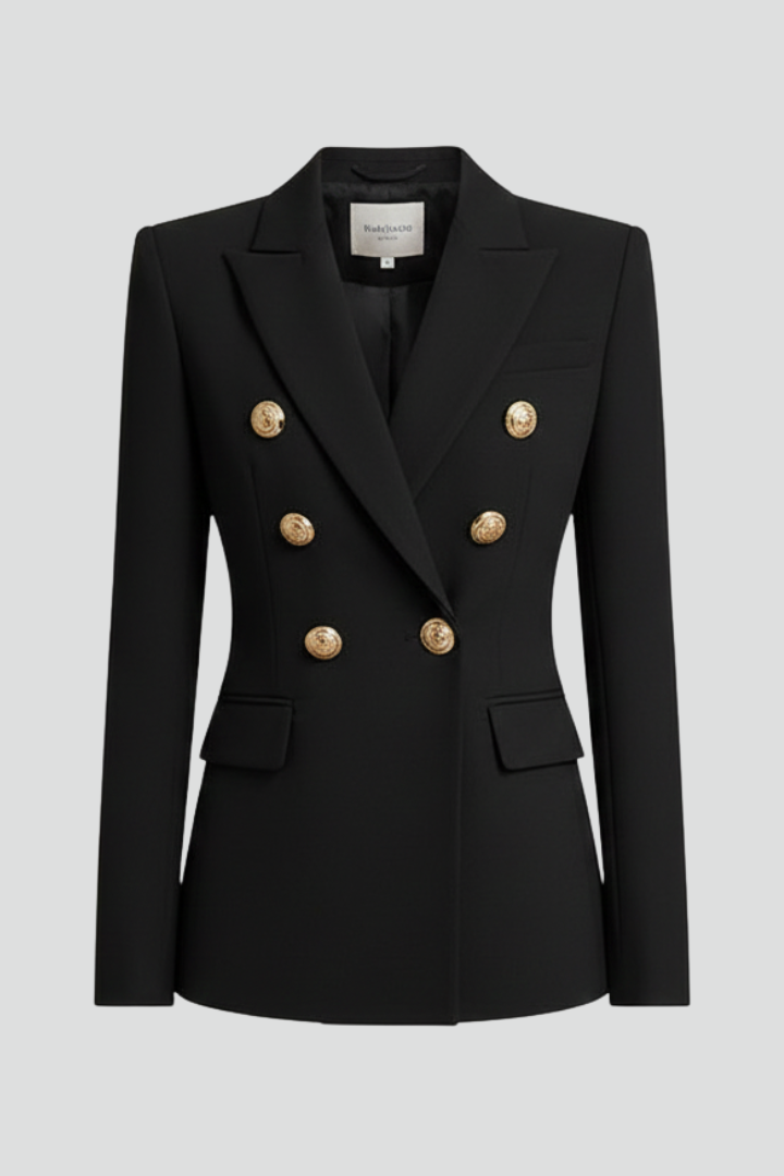 Women's Double-Breasted Blazer with Gold-Tone Buttons