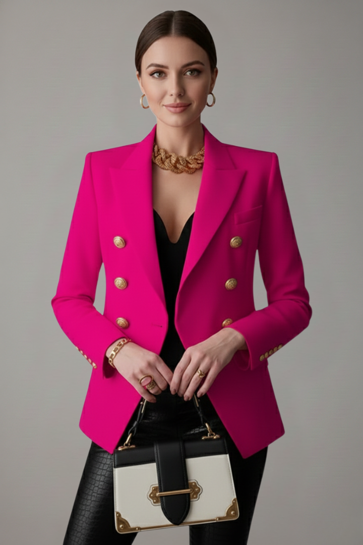 Women's Double-Breasted Blazer with Gold-Tone Buttons